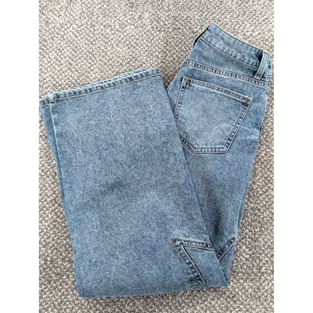 No Boundaries Star Seam Wide Leg Jeans Medium Wash Blue Denim Y2K Size 00